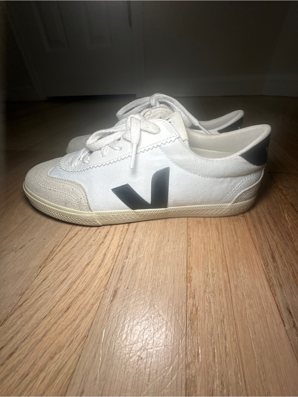 Veja White Sneakers with Black V Accent